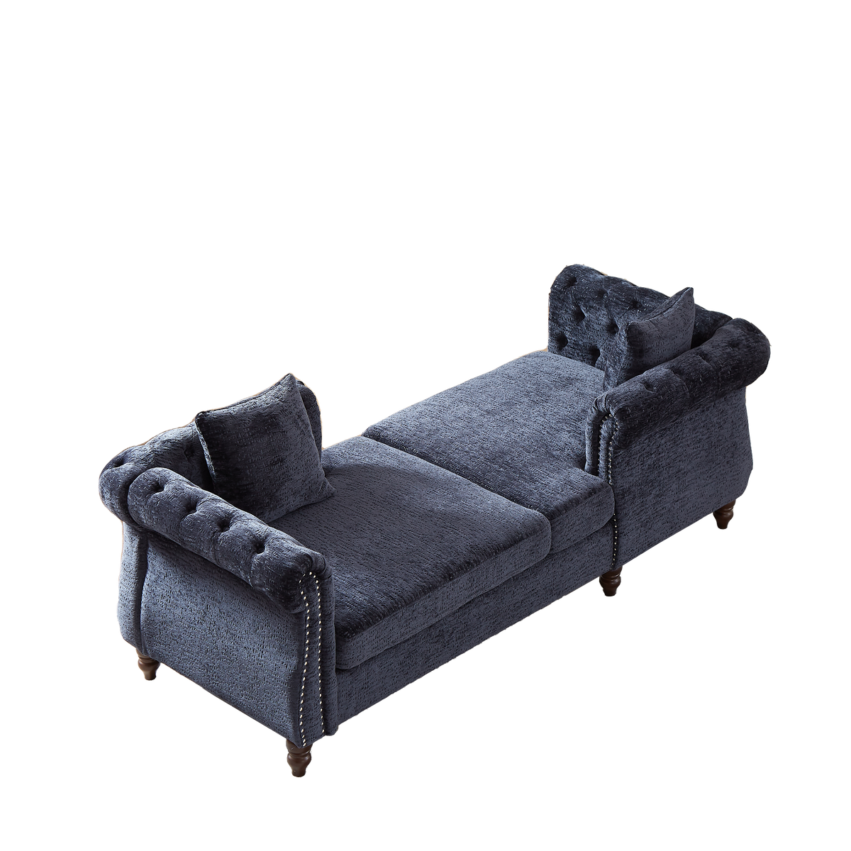 81-inch Chenille Face-to-face Chaise Lounge with Two Pillows,Nailhead trim,Button Tufted Design and Rolled Arms for Lounge, Living room and Office W834S00317-djyc