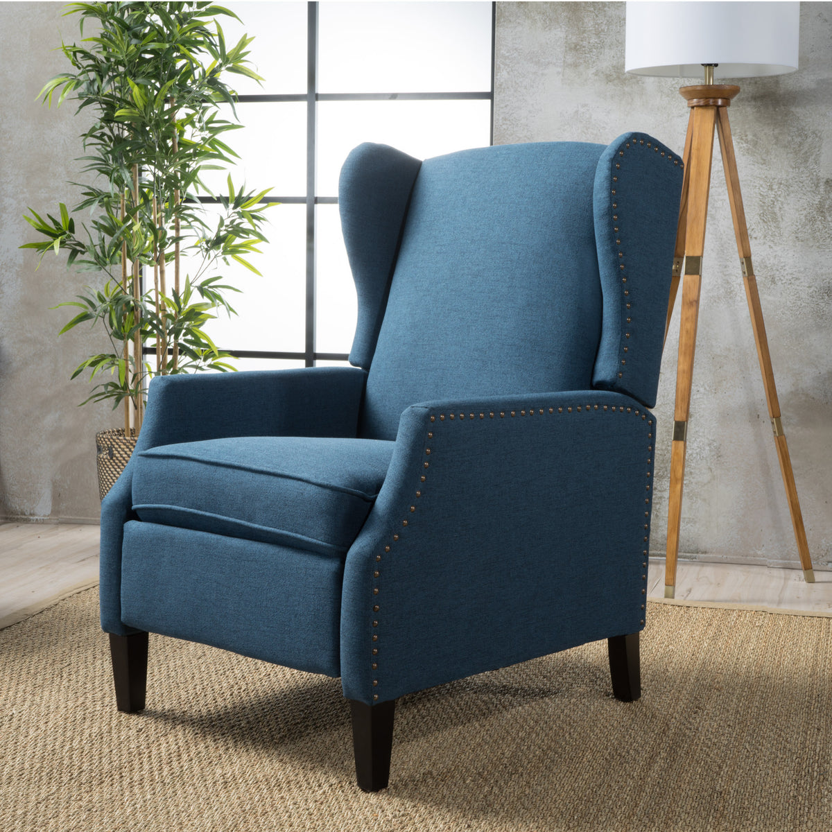 Elegant Wingback Recliner – Classic Comfort with Studded Detailing & Plush Padding 60760.00DBL-djyc