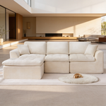 110' Cloud Sectional Couch for Living Room, Upholstered L-Shape Modular Sofa with Movable Ottoman, 3-Seater Deep-Seat Foam Couch, Comfortable Convertible Sectional for Home & Apartment-W1521S00087 - 场景图