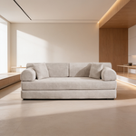 Convertible Sleeper Sofa Bed in Light Camel with Two-Tone Blended Fabric, 30D Density Foam Mattress, Floor-Style Frame for Living Room or Bedroom-W5532P458421 - 场景图