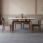 Sleek Brown Light Sintered Stone Dining Table with Elegant Ash Wood Finish fnl-276