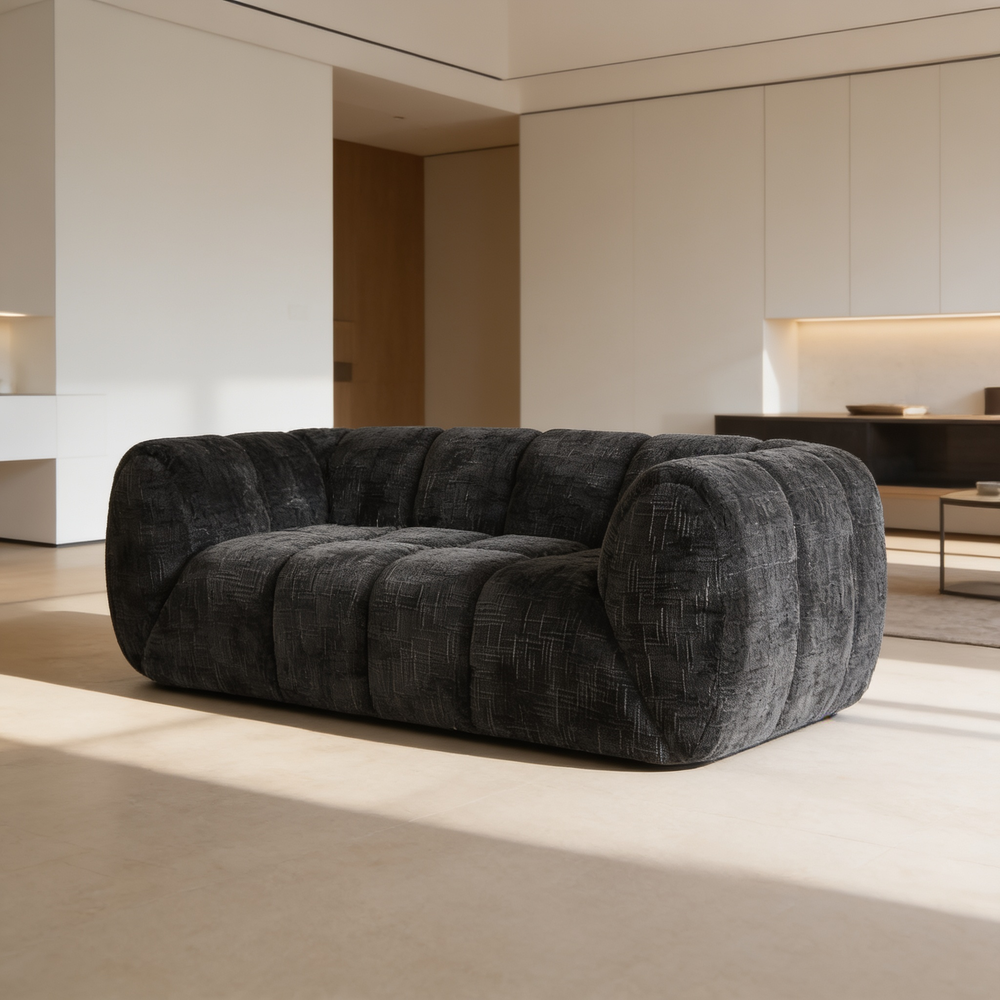 Chenille Pure Foam Sofa, Modern Quilted Cloud Sofa, Deep-Seat Chenille Pure Foam Sofa, Comfortable Modern Sofa, Suitable for Living Rooms, Bedrooms, and Apartments-W834P442227 - 场景图