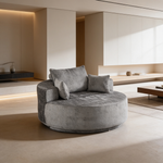 55''L Chenille Foam Single Swivel Chair, Fluffy Modern Sleeper, 360 Degree Swivel Chair for Living Room, Bedroom, Lounge and Projection Room-W834S00641 - 场景图