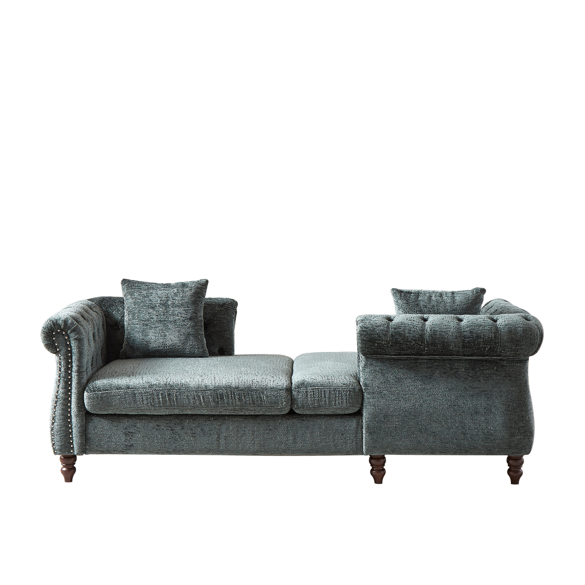 81-inch Chenille Face-to-face Chaise Lounge with Two Pillows,Nailhead trim,Button Tufted Design and Rolled Arms for Lounge, Living room and Office W834S00318-djyc