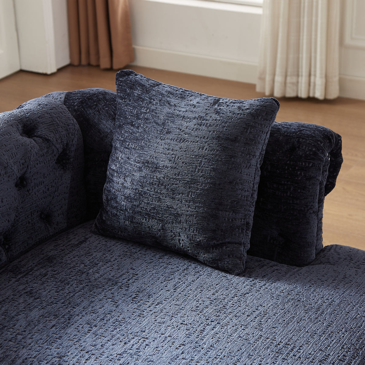 81-inch Chenille Face-to-face Chaise Lounge with Two Pillows,Nailhead trim,Button Tufted Design and Rolled Arms for Lounge, Living room and Office W834S00317-djyc