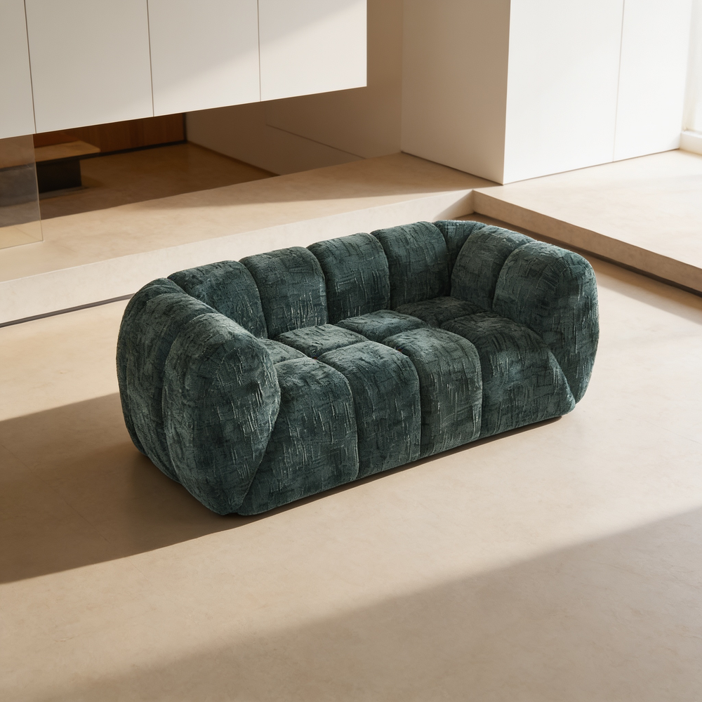 Chenille Pure Foam Sofa, Modern Quilted Cloud Sofa, Deep-Seat Chenille Pure Foam Sofa, Comfortable Modern Sofa, Suitable for Living Rooms, Bedrooms, and Apartments-W834P442226 - 场景图