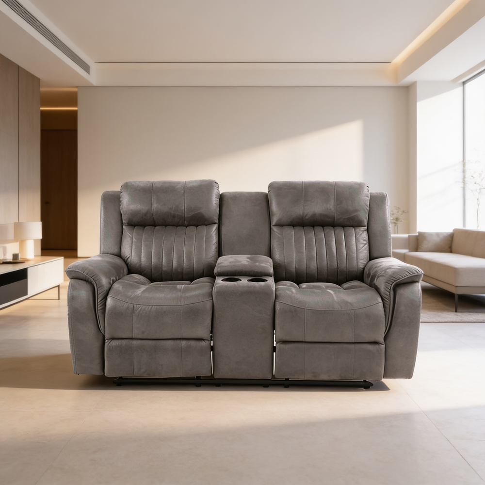 Contemporary Style 2pc Living Room Set 1x Sofa 1x Loveseat Cushion Back Horizontal And Vertical Tufting Slate Blue Primary Living Room Furniture-B011S02414 - 场景图