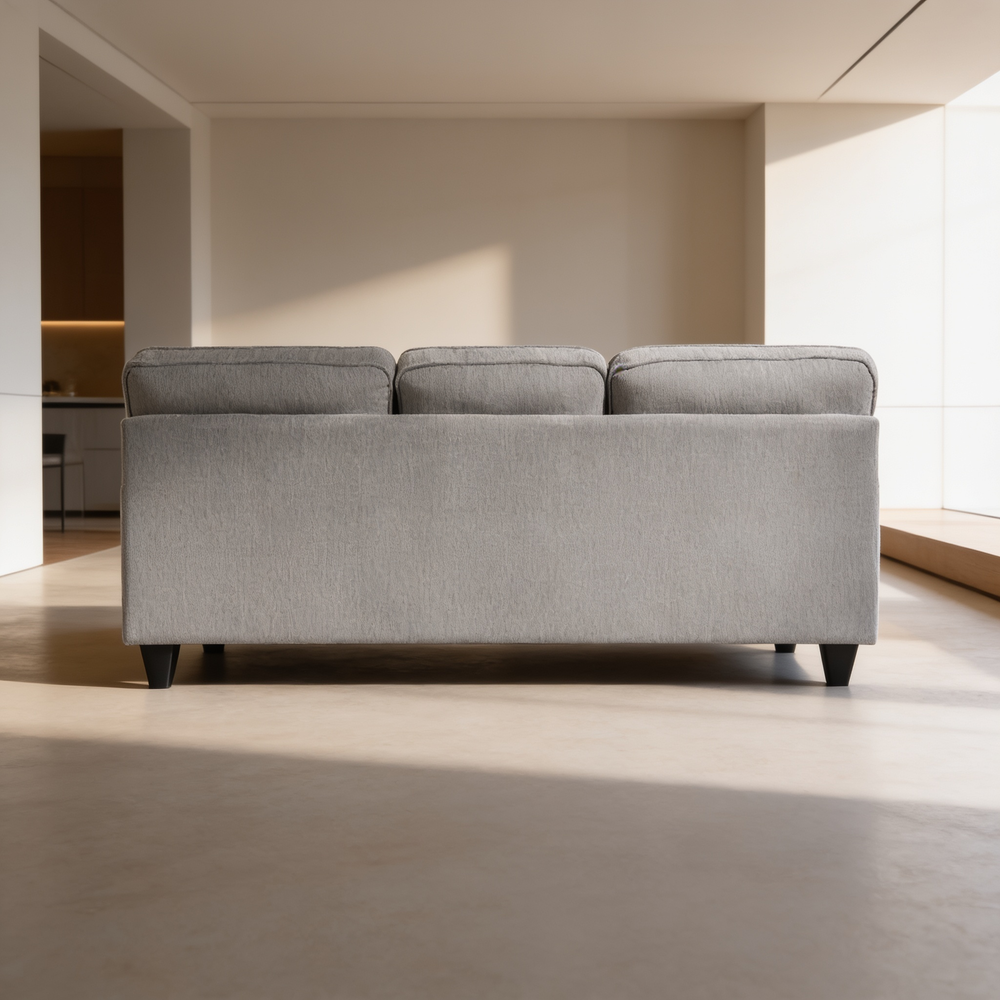 Durable Chenille Fabric Sofa with Decorative Pillows Gray Contemporary Design Living Room Furniture 1pc-B011P474326 - 场景图