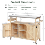 K&K Outdoor Kitchen Island, Rolling Bar Cart & Storage Cabinet, Farmhouse Solid Wood Outdoor Grill Table with Stainless Steel Top, Spice Rack , Towel Rack for Kitchen & BBQ , Natural WF532198AAY-djyc