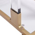 Golden Side Table, Acrylic Sofa Table, Glass Top C Shape Square Table with Metal Base for Living Room, Bedroom, Balcony Home and Office W82153574-djyc