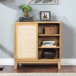 Buffet Cabinet with Storage,Storage Cabinet with Natural Rattan Decorated Doors,Rattan Cabinet with Adjustable Shelf,Sideboard for Living Room,Kitchen,Hallway,1 doors, shelf with storage, Natural W1998128703-djyc
