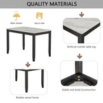 5-Piece Dining Set with Faux Marble Tabletop, Faux Marble dining table set for 4, Modern Wooden Dining Table Set for Kitchen and Dining Room, White +Dark Espresso W1998S00058-djyc