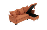 This 80-inch orange corduroy L-shaped sofa comes with two small throw pillows that can be converted into a sofa bed for storage W1278S00026-djyc