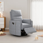 Upholstered Swivel Recliner Manual Rocker Recliner Chair Baby Nursery Chair with Two Removable Pillows for Living Room, Dark Grey WF313599AAE-djyc