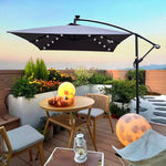 Rectangle 2x3M Outdoor Patio Umbrella Solar Powered LED Lighted Sun Shade Market Waterproof 6 Ribs Umbrella with Crank and Cross Base for Garden Deck Backyard Pool Shade Outside Deck Swimming Pool W656127034-djyc