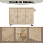 K&K 51.2"W Ash Veneer (Not Cheap Paper) Solid Wood Handwoven Kitchen Island with Drop Leaf, Coastal Kitchen Island on Wheels with Internal Storage Rack, Rolling Kitchen Cart, Nature Wood N707P207916Y-djyc