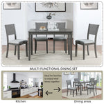 5 Piece Modern Dining Set, Rectangular Wooden Dining Table with 4 Upholstered Chairs for Kitchen, Dining Room, Gray W1998S00055-djyc