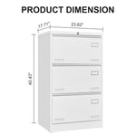 Filing Cabinet Lateral File Cabinet 3 Drawer, White Filing Cabinets with Lock, Locking Metal File Cabinets Three Drawer Office Cabinet for Legal/Letter/A4/F4 Home Offic W1247118745-djyc