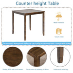 5 Piece Dining Table Set, Wooden Dining Square Table Set for 4, Counter Height Kitchen Table Set with Square Table and 4 Upholstered Chairs for Small Space, Walnut W1998S00032-djyc