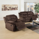 Modern 2pc Living Room Set 1x Loveseat 1x Recliner Suede Padded Cushion Back Pillow Arms Metal Reclining Chocolate Finish Primary Living Room Furniture-B011S02397 - 正方形修复