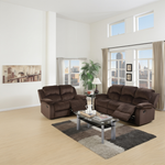 Modern Style Comfortable 2pc Living Room Set Pillow Arms Cushion Back Suede Padded Chocolate Finish Horizontal Tufting Primary Living Room Furniture-B011S02398 - 正方形修复