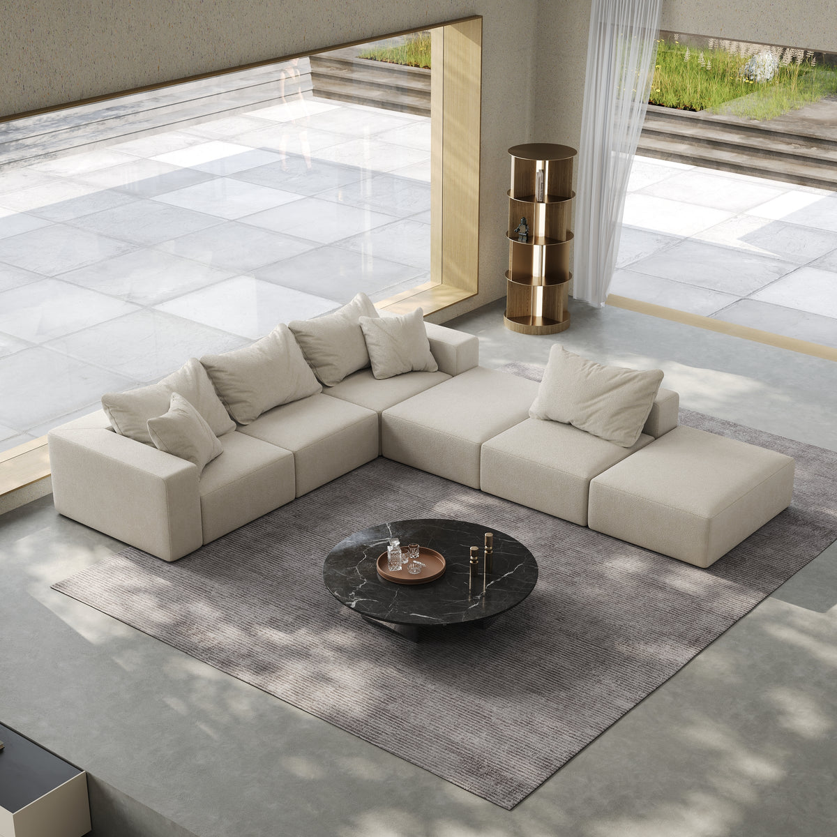 Oversized sponge cloud sofa,Modern Upholstered Sectional Sofa Couch Set,Modular 162" L Shaped Sectional Living Room Sofa Set With 6 Pillows,Free Combination Sofa Couch for Living Room,Bedroom W834S00324-djyc