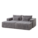 87" Oversized Sectional Lounge Chaise,No Assembly Required,Cloud Plush Loveseat with two Removable Footstool,Fluffy Modern Sleeper Chair for Indoor Living Room Bedroom W834S00332-djyc