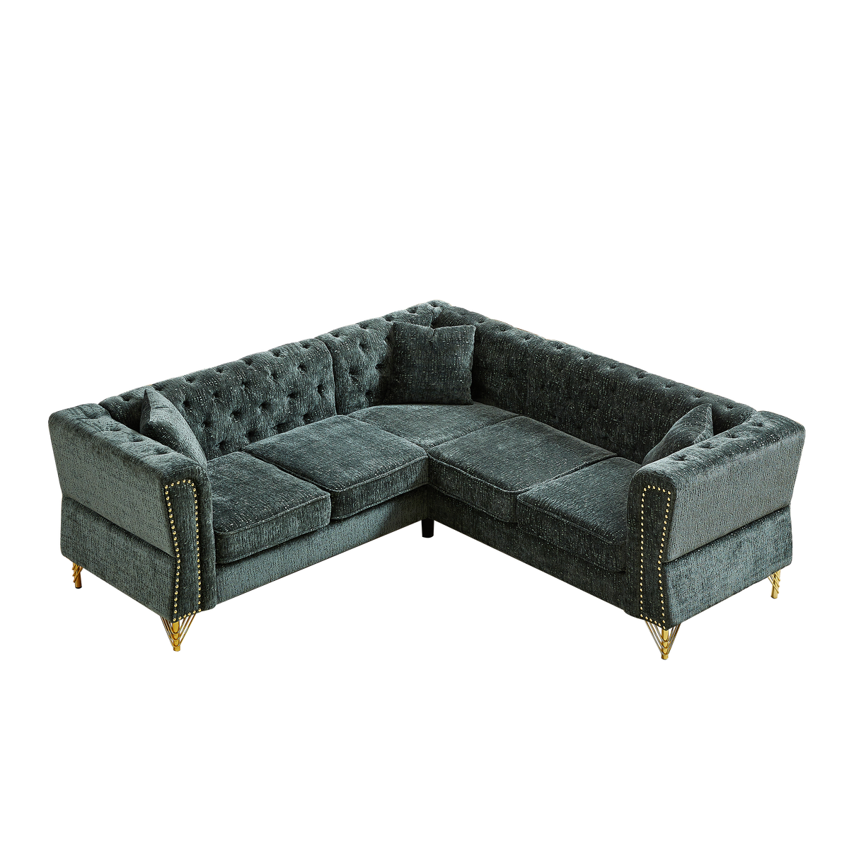 81.5-Inch Chenille Corner Sofa , L-Shaped Sectional Couch, 5-Seater Corner Sofas with 3 Cushions for Living Room, Bedroom, Apartment, Office W834S00264-djyc