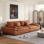 Luxurious Dark Brown and Light Beige Sofa with Black Pine Wood Frame - Down-Filled Cotton and Faux Leather Upholstery hxl-1265