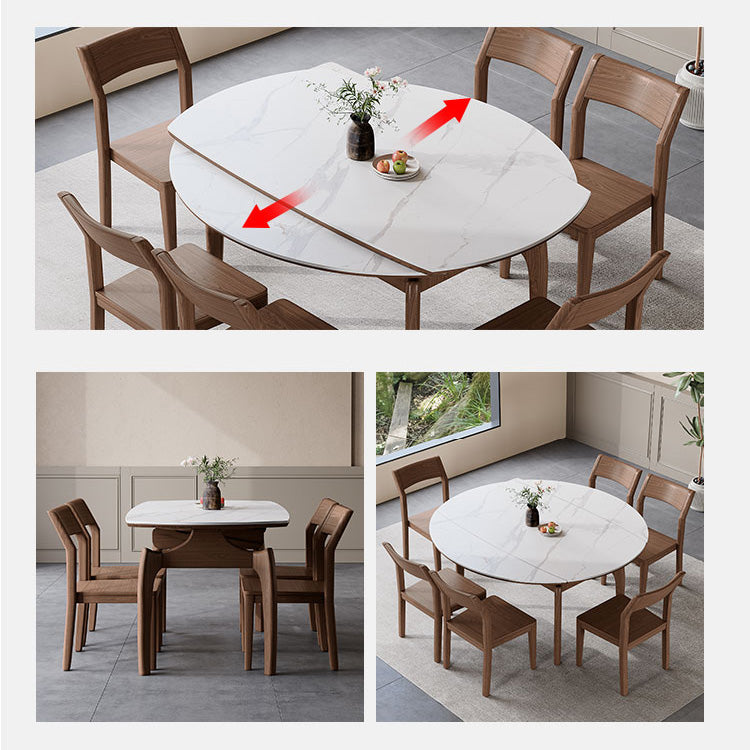 Sleek Brown Light Sintered Stone Dining Table with Elegant Ash Wood Finish fnl-276