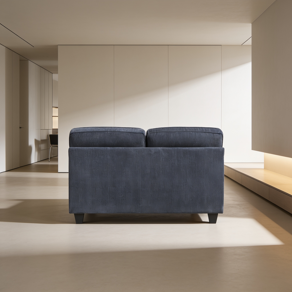 Contemporary Blue 2pc Set Sofa Loveseat Durable Chenille Fabric Decorative Pillows Wooden Living Room Furniture-B011S02478 - 场景图