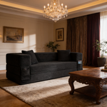 Modern cord sofa with stylish appearance, classic square design, unique two-tier design, convertible into a bed, ideal for apartments and large spaces.-W3396P439849 - 场景图