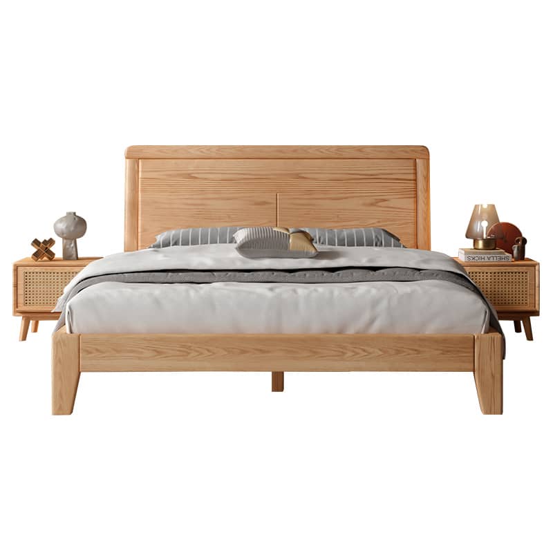 [幅215cm] ベッド 可愛い ダブルベッド オーク パイン 北欧 天然木材hbzwg-634
