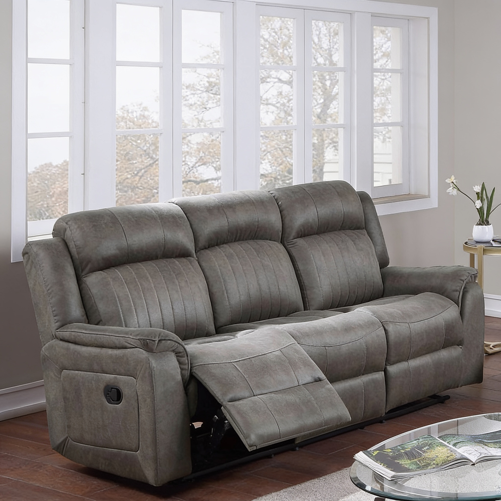 Contemporary Style 2pc Living Room Set 1x Sofa 1x Recliner Leatherette Padded Seats Cushion Back Horizontal And Vertical Tufting Slate Blue Finish Primary Living Room Furniture-B011S02415 - 正方形修复