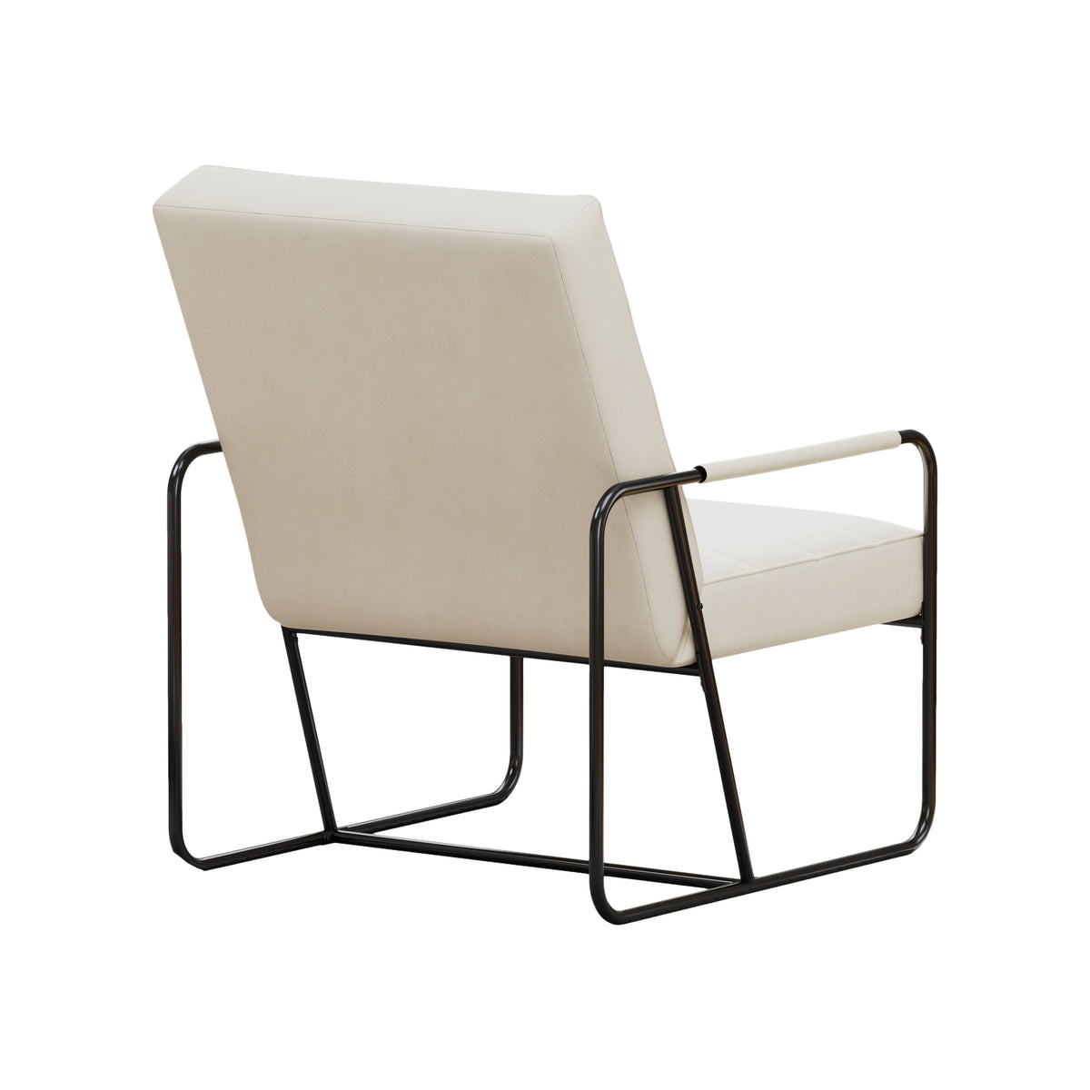 Modern Metal Framed Armchair with Beige Technical Leather, Stylish & Comfortable Indoor Lounge Accent Chair for Living Room, Office,Bedroom W1669P197989-djyc