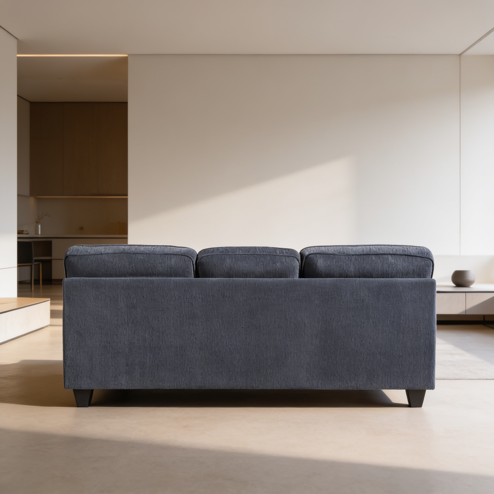 Contemporary Blue 2pc Set Sofa Loveseat Durable Chenille Fabric Decorative Pillows Wooden Living Room Furniture-B011S02478 - 场景图