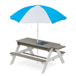 Wooden Kids Picnic Table, Sand and Water Table with Umbrella, Activity Table for Outdoor Backyard Patio Play D720094435-djyc