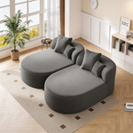 Modern Chaise Lounge Sofa Boneless Couch Sofa Bed Compression Sofa Couch with Two Supportive Pillows for Living Room, Gray-N719S002370E - 正方形修复