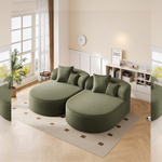 Modern Chaise Lounge Sofa Boneless CouchSofa Bed Compression Sofa Couch with Two Supportive Pillows for Living Room, Green-N719S002370F - 正方形修复