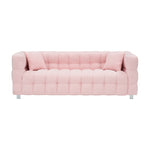 Stylish Addition: Pink Teddy Fleece Sofa - 80 Inch, Perfect for Living Room or Bedroom, Complete with Two Throw Pillows and Sturdy Hardware Foot Support W1278141689-djyc