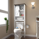 Over The Toilet Storage Cabinet, Farmhouse Above Toilet Storage Cabinet with Adjustable Shelves & Sliding Barn Doors, Organizers Over Toilet for Bathroom, Living Room, White W1347P183703-djyc