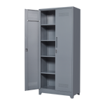 Metal Storage Cabinets, Cleaning Tool Cabinet with Locking Door, Tall Broom Tool Organizer and Storage, Large Storage Cabinet for Kitchen, Pantry, Office, Shop W328P193779-djyc