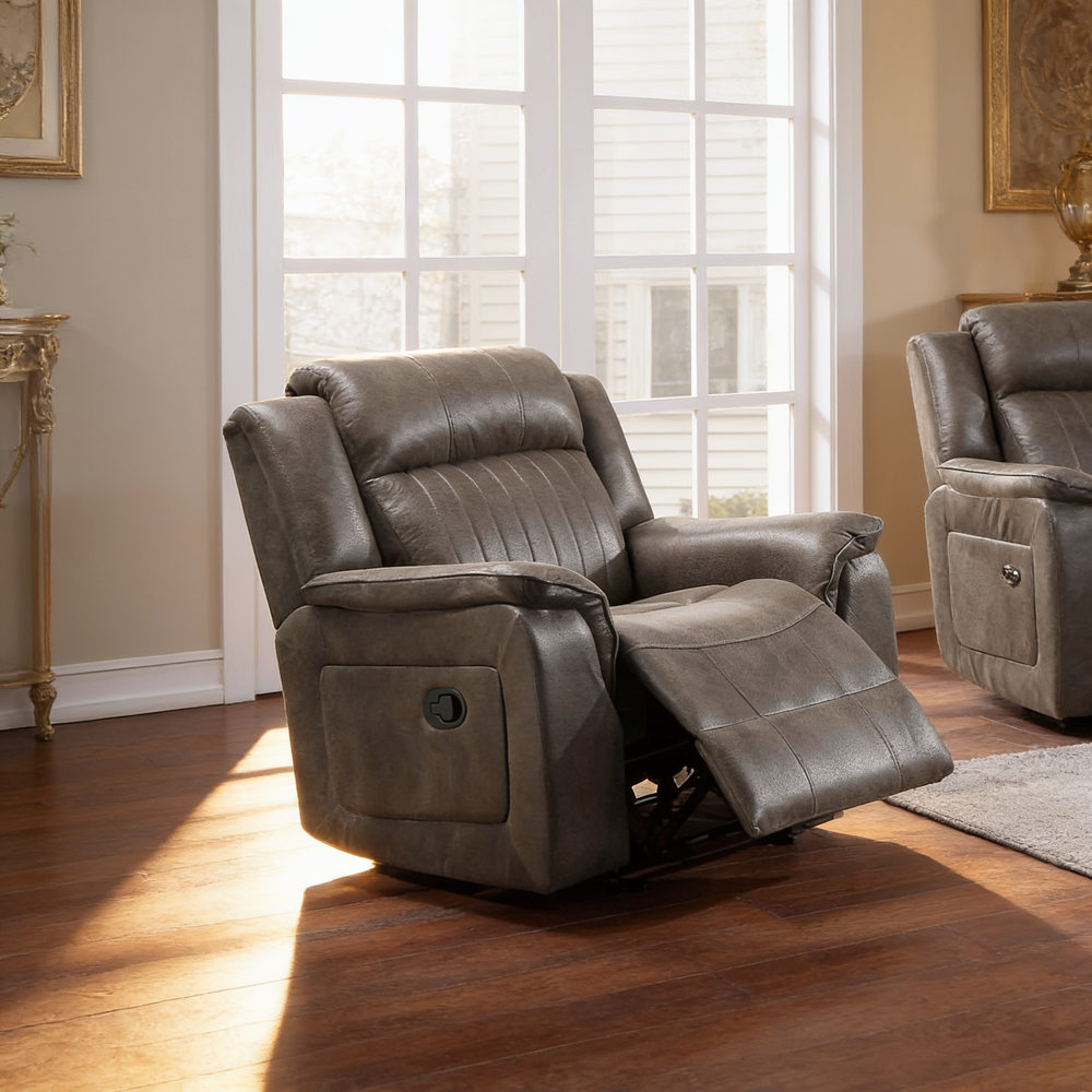 Contemporary Style 2pc Living Room Set 1x Recliner 1x Loveseat Slate Blue Finish Vertical And Horizontal Tufting Primary Living Room Furniture-B011S02413 - 正方形修复