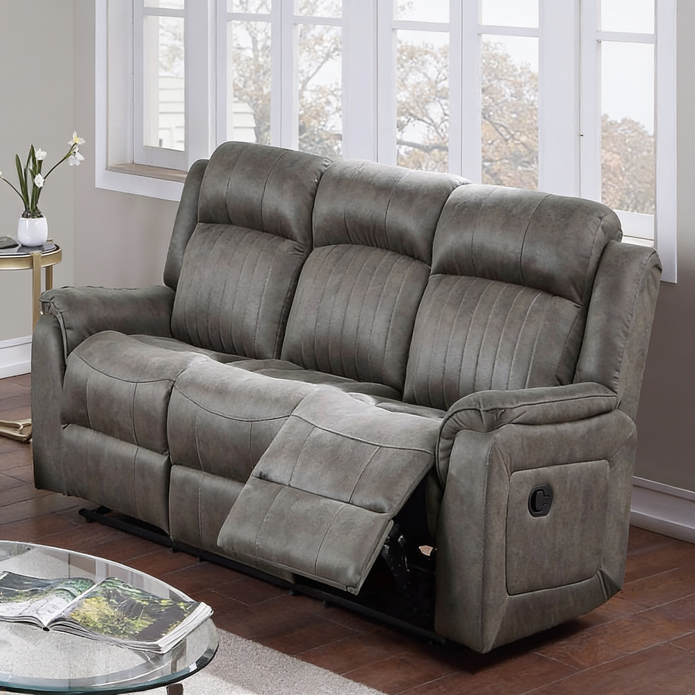 Contemporary Style Manual Motion3pc Living Room Set Comfortable Recliners Leatherette Upholstered Slate Blue Finish Primary Living Room Furniture-B011S02412 - 正方形修复