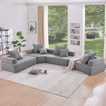 156''Oversized Modular U Shaped Sectional Sofa,Luxury Boucle Floor Couch Set,Convertible Compressed Couch,Spacious Foam-Filled Sofa for Living Room,4 PC Free Combination,2 Color N723S0290E-djyc