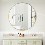 Wall Mirror 42 Inch Gold Circular Mirror Metal Framed Mirror Round Vanity Mirror Dressing Mirror, for Bathroom, Living Room, Bedroom Wall Decor W143570514-djyc