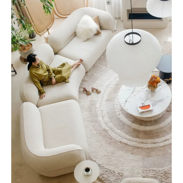 Italian Minimalist Curved Sectional Fabric Sofa, Modern Straight-Line Modular Corner Couch shsp-0209-51