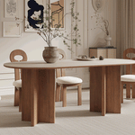 Solid Wood Sintered Stone Table – Elegant and Durable Dining Solution fjx-2664