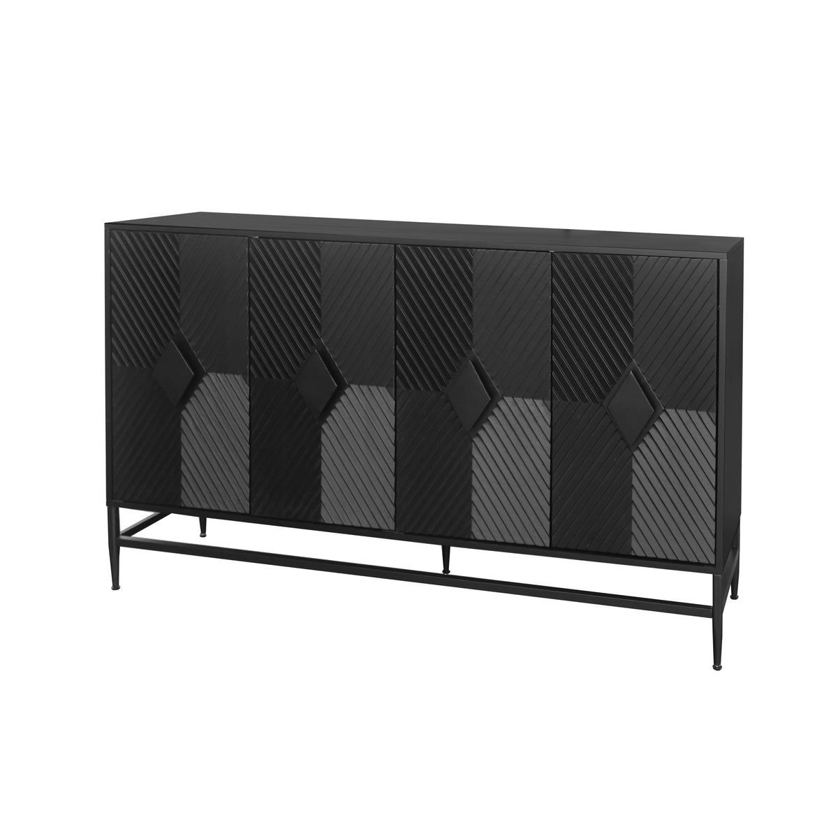 Accent Black Lacquered 4 Door Wooden Cabinet Sideboard Buffet Server Cabinet Storage Cabinet, for Living Room, Entryway, Hallway, Office, Kitchen and Dining Room W1435133315-djyc