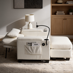 Single sofa recliner with manually adjustable backrest, USB charging port on the armrest side, phone stand included, hidden armrest storage, and a matching storage ottoman-Beige-W487P423650 - 正方形修复